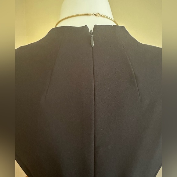 Liz Claiborne Black Midi Dress Square Neck Striped Lace Sleeves & Waist Sz P8 - Picture 10 of 16